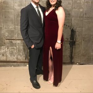 Velvet burgundy dress. Stretchy and comfy!